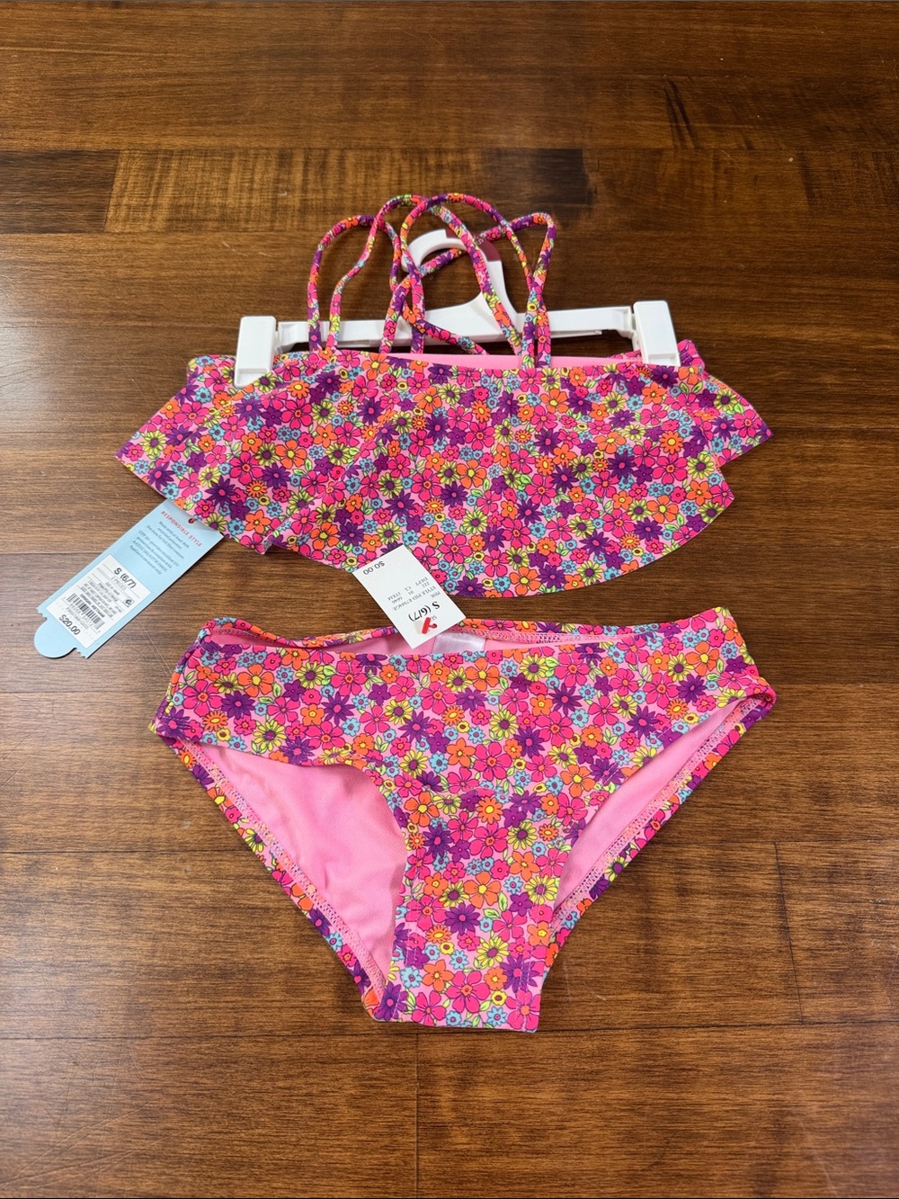 Cat & Jack Pink Floral Ruffle Two-Piece Swim Set